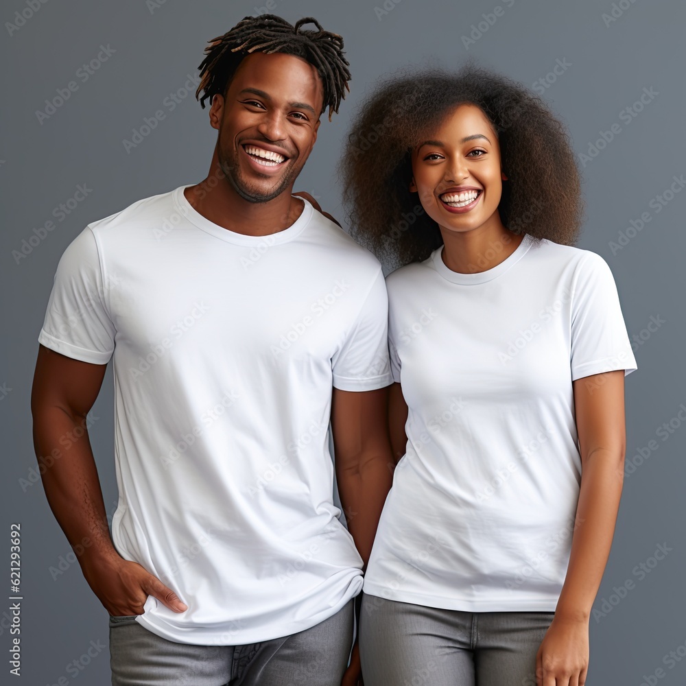 Illustration of a fashion portrait with plain t-shirt mockup, AI Generated Illustration of a fashion portrait with plain t-shirt mockup, AI Generated