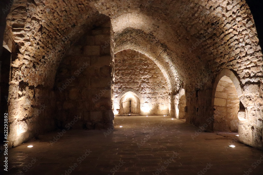 An old historical castle - Ancient Ajloun castle in Jordan (Islamic Arabic history)