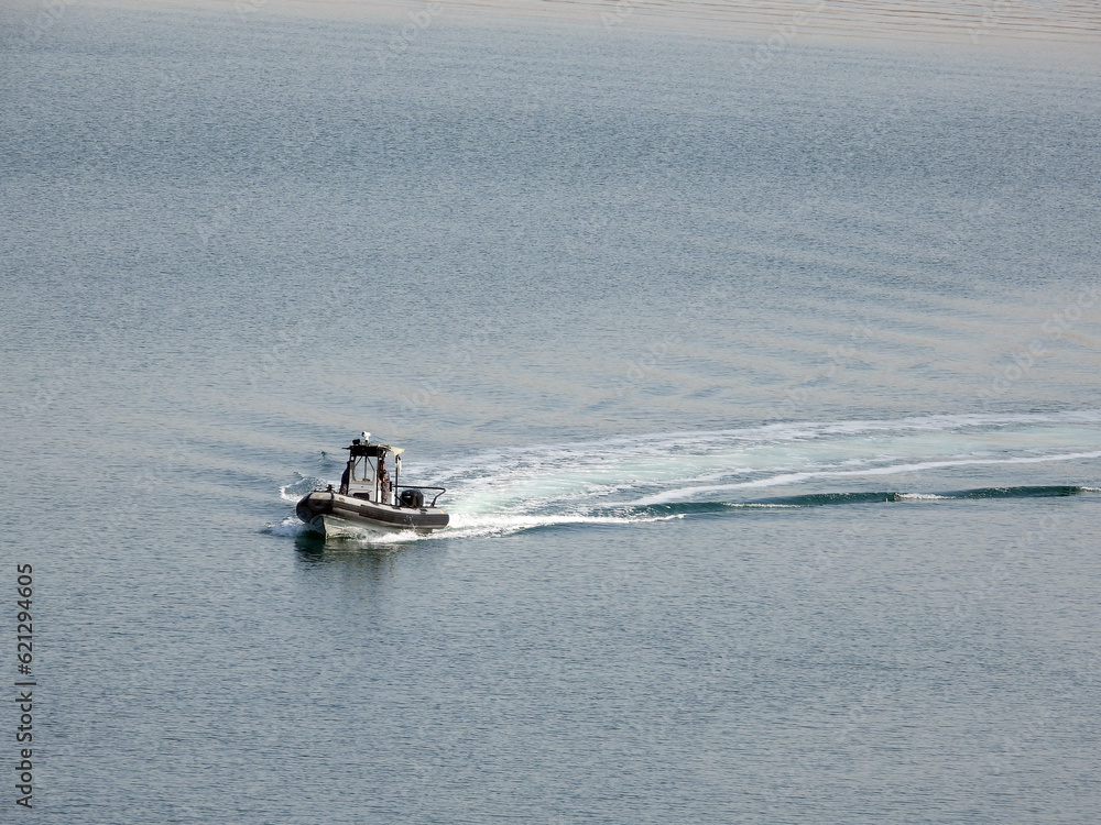 Dead Sea, Jordan : Jordanian coast guard boat (security boat)          