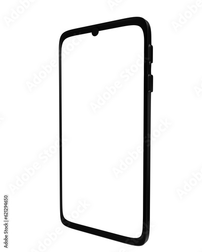black smartphone isolated on white background, road clipping 3d illustration