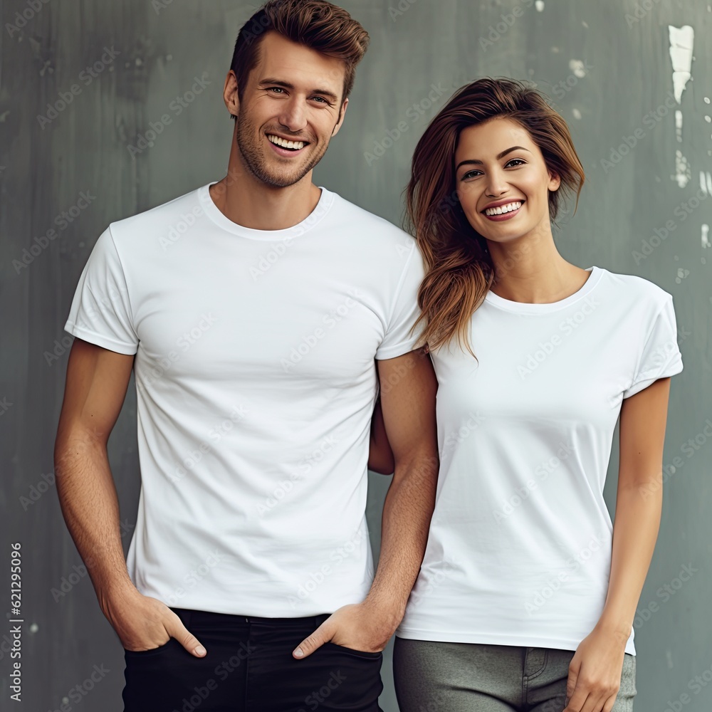 Illustration of a fashion portrait with plain t-shirt mockup, AI Generated Illustration of a fashion portrait with plain t-shirt mockup, AI Generated