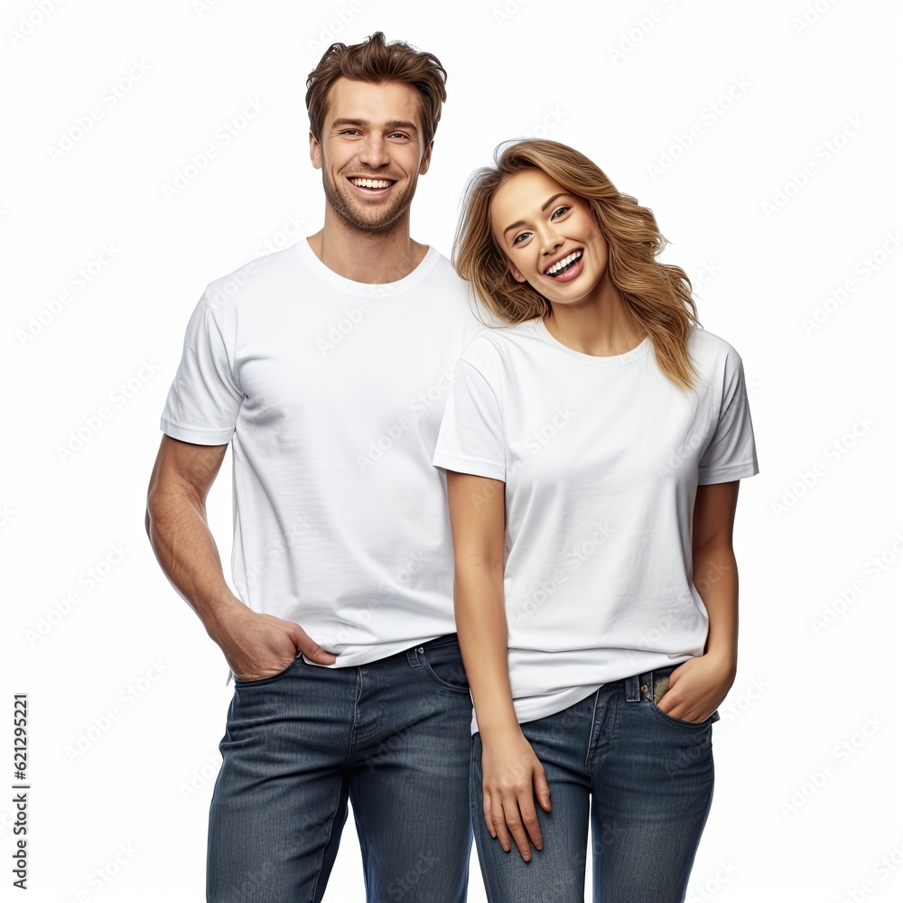 Illustration of a fashion portrait with plain t-shirt mockup, AI Generated Illustration of a fashion portrait with plain t-shirt mockup, AI Generated