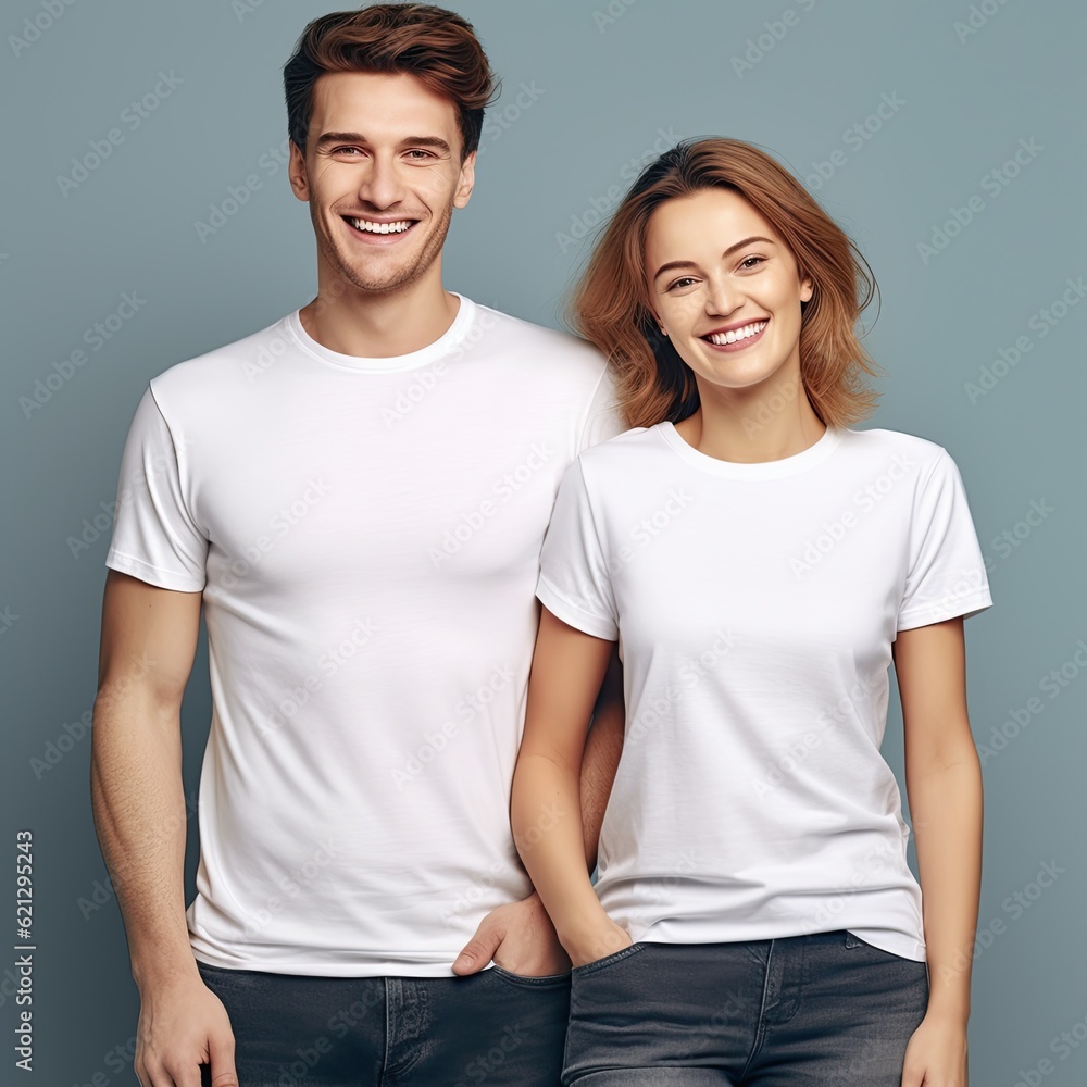 Illustration of a fashion portrait with plain t-shirt mockup, AI Generated Illustration of a fashion portrait with plain t-shirt mockup, AI Generated
