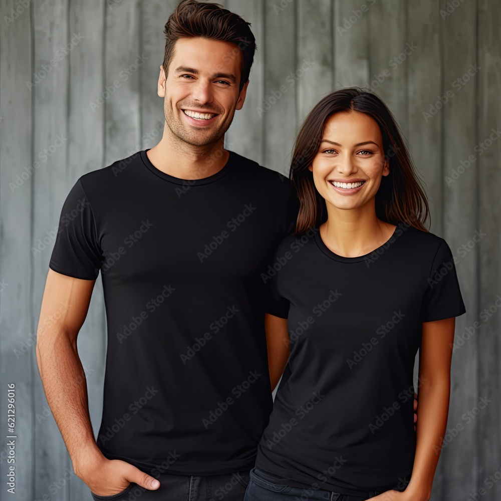 Illustration of a fashion portrait with plain t-shirt mockup, AI Generated Illustration of a fashion portrait with plain t-shirt mockup, AI Generated