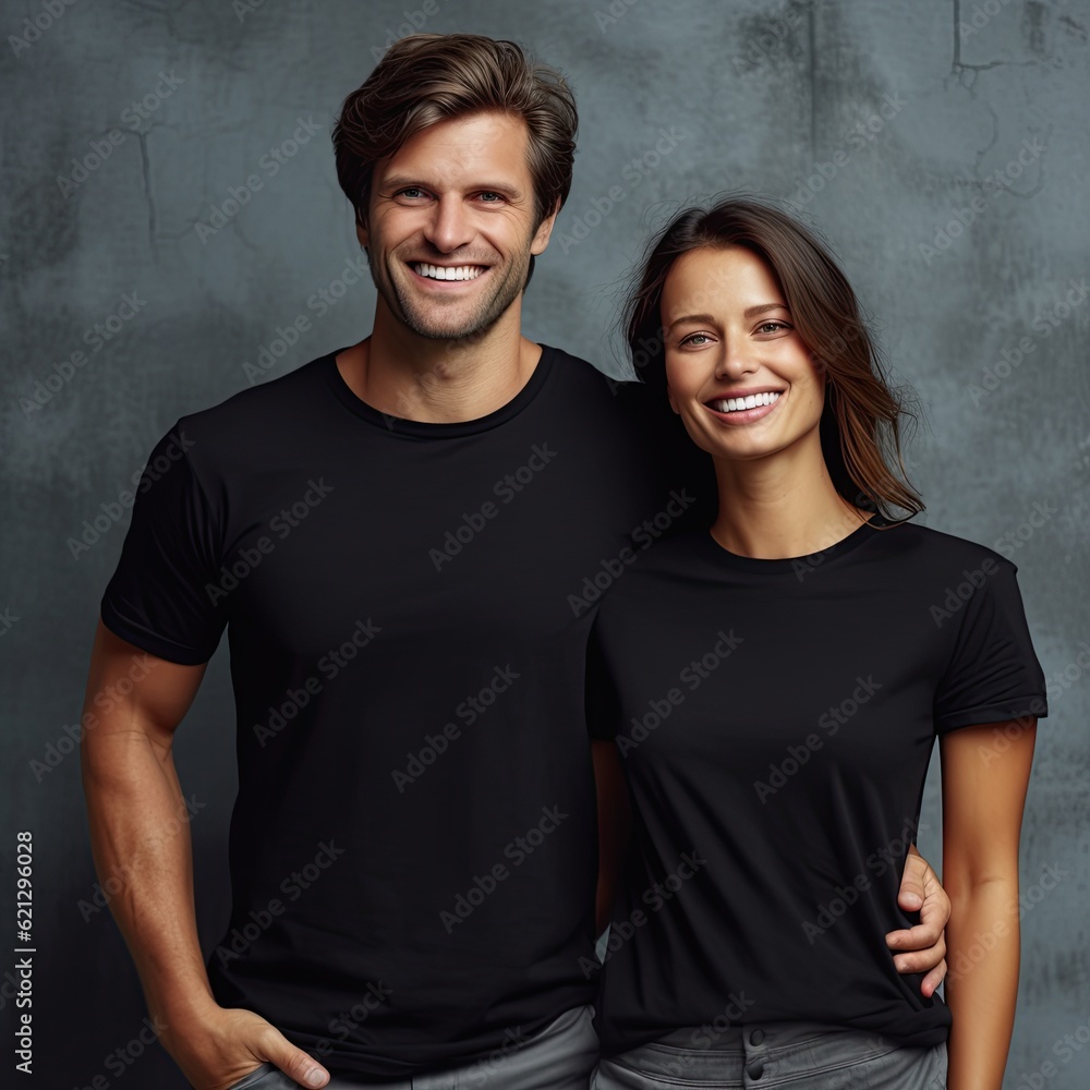 Illustration of a fashion portrait with plain t-shirt mockup, AI Generated Illustration of a fashion portrait with plain t-shirt mockup, AI Generated