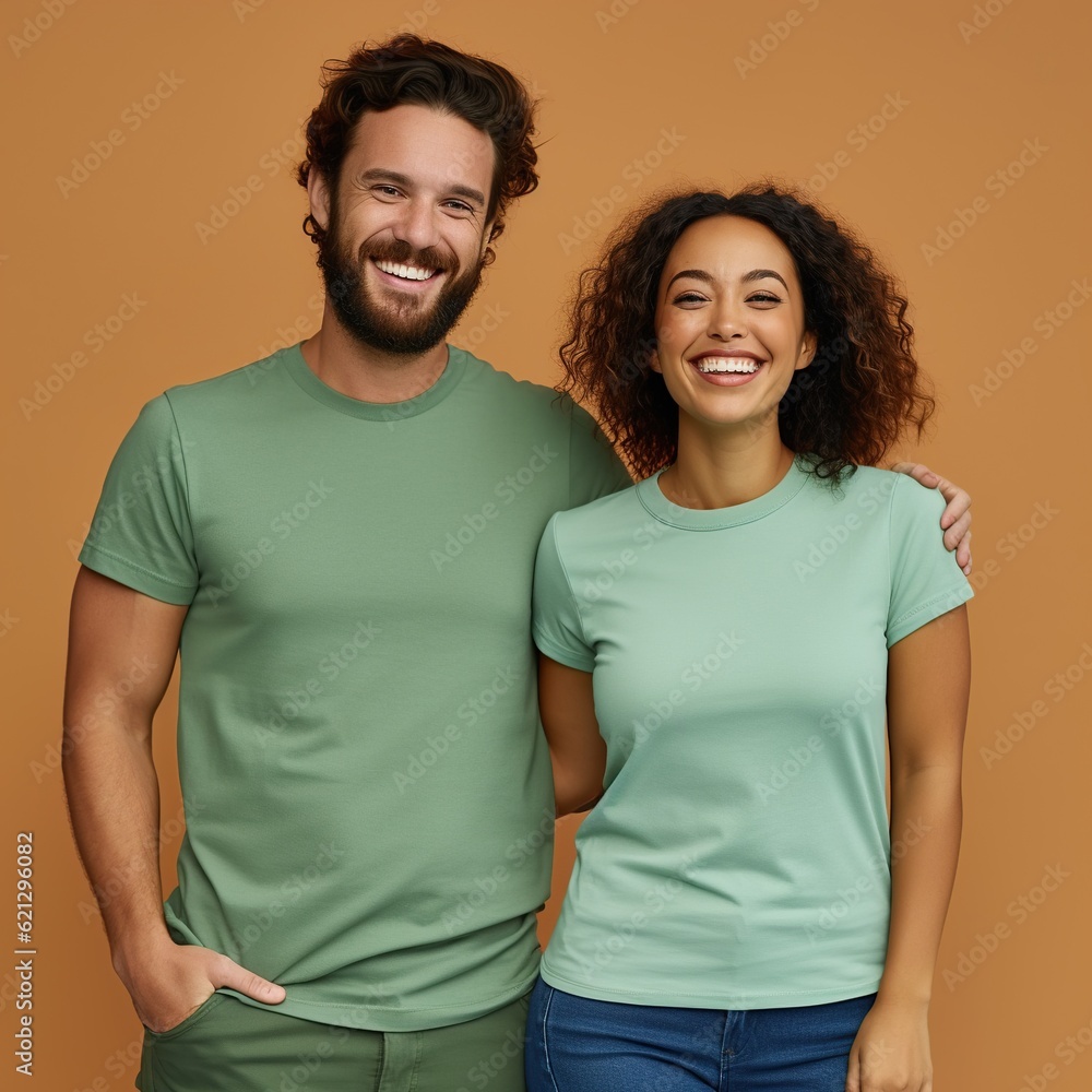Illustration of a fashion portrait with plain t-shirt mockup, AI Generated Illustration of a fashion portrait with plain t-shirt mockup, AI Generated