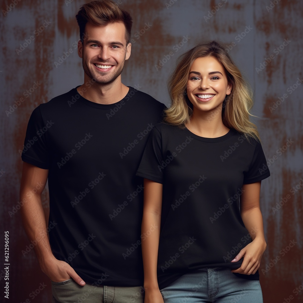 Illustration of a fashion portrait with plain t-shirt mockup, AI Generated Illustration of a fashion portrait with plain t-shirt mockup, AI Generated
