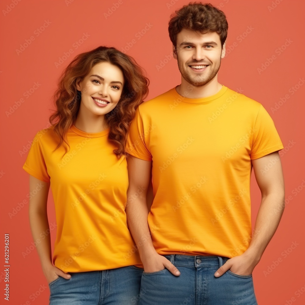 Illustration of a fashion portrait with plain t-shirt mockup, AI Generated Illustration of a fashion portrait with plain t-shirt mockup, AI Generated
