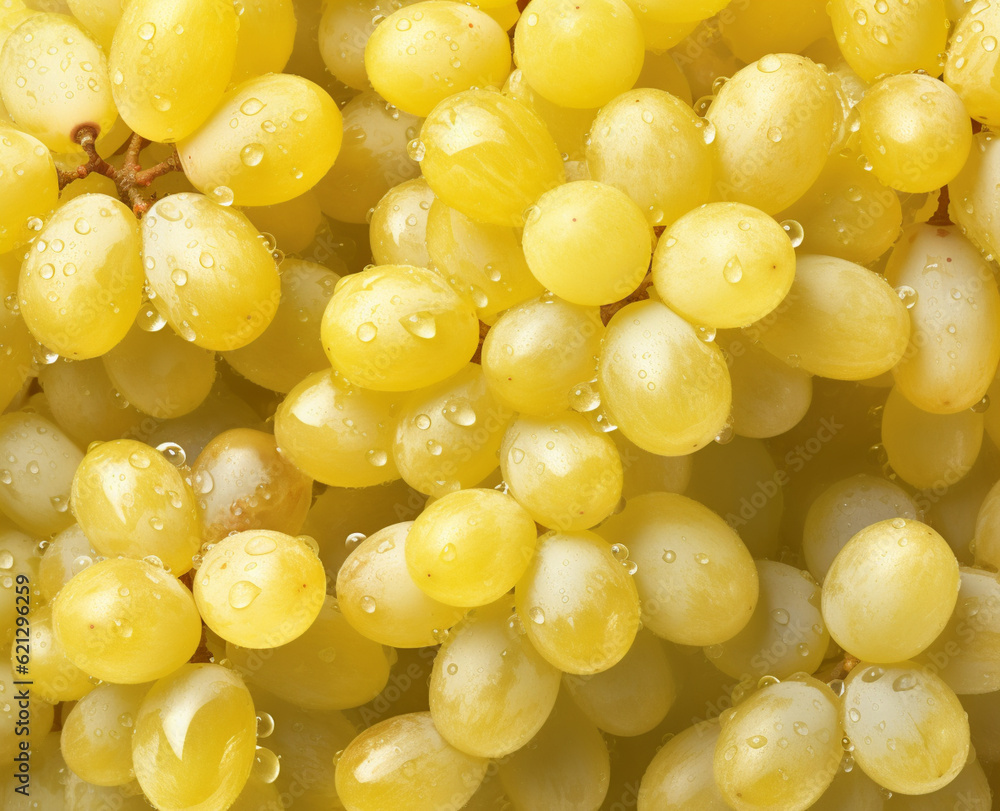 Top down view of fresh Chardonnay grapes with drops of water. Top down view of fresh Chardonnay grapes with drops of water.