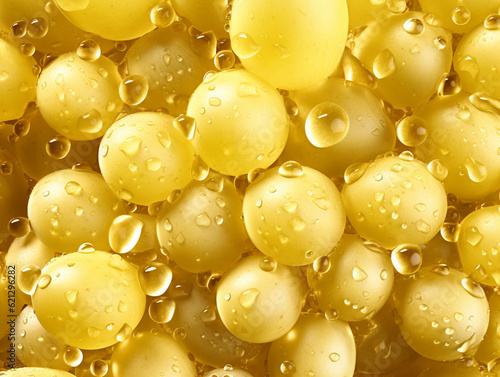 Top down view of fresh Chardonnay grapes with drops of water.  photo