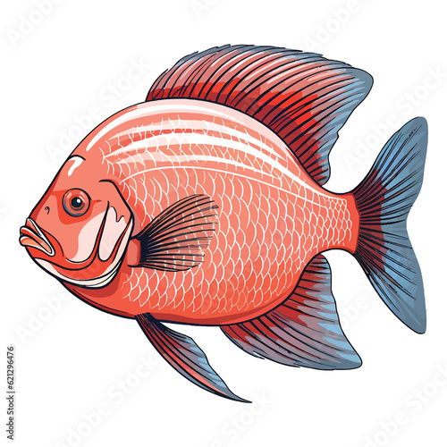 Dynamic Underwater Portrait: 2D Illustration of Discus Fish