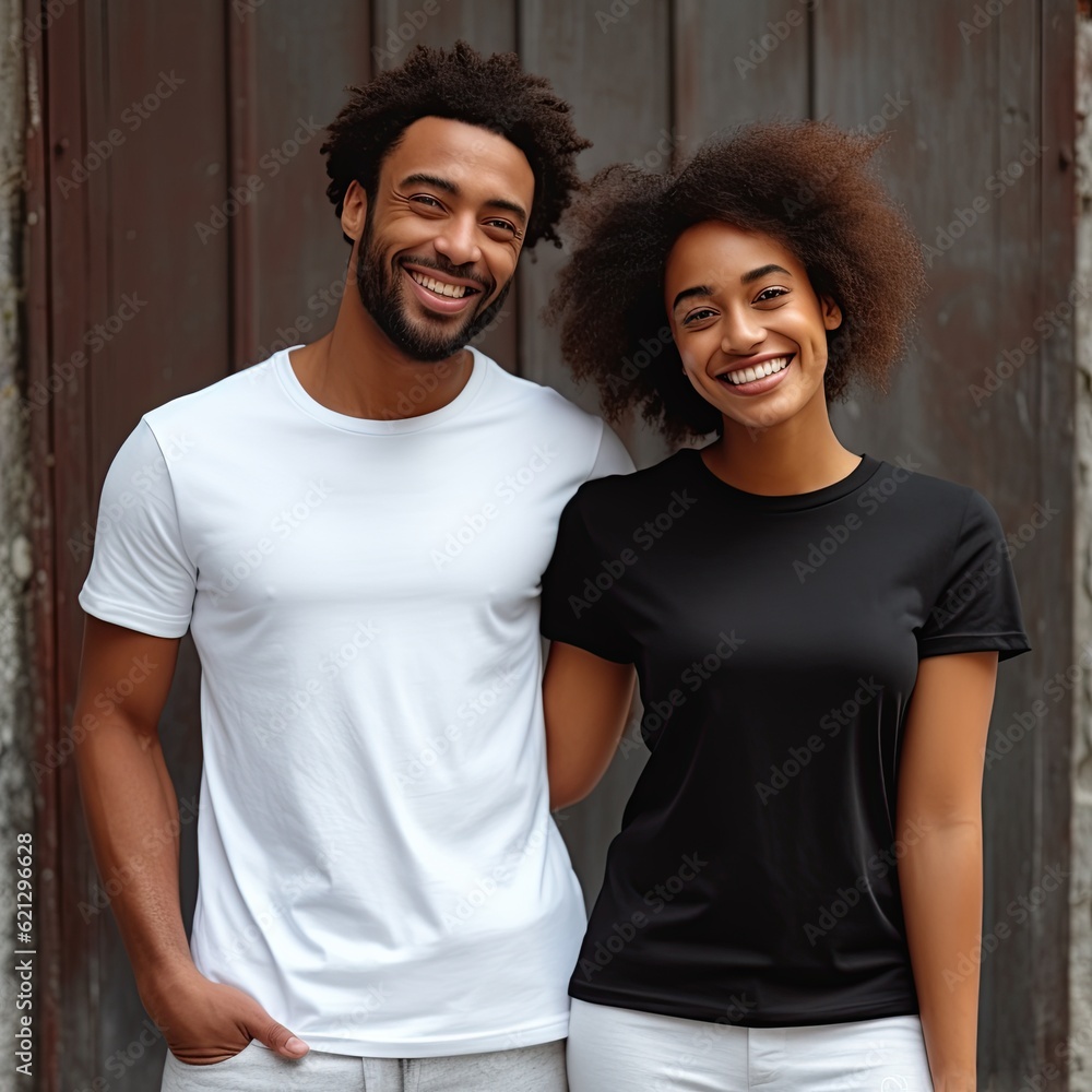 Illustration of a fashion portrait with plain t-shirt mockup, AI Generated Illustration of a fashion portrait with plain t-shirt mockup, AI Generated