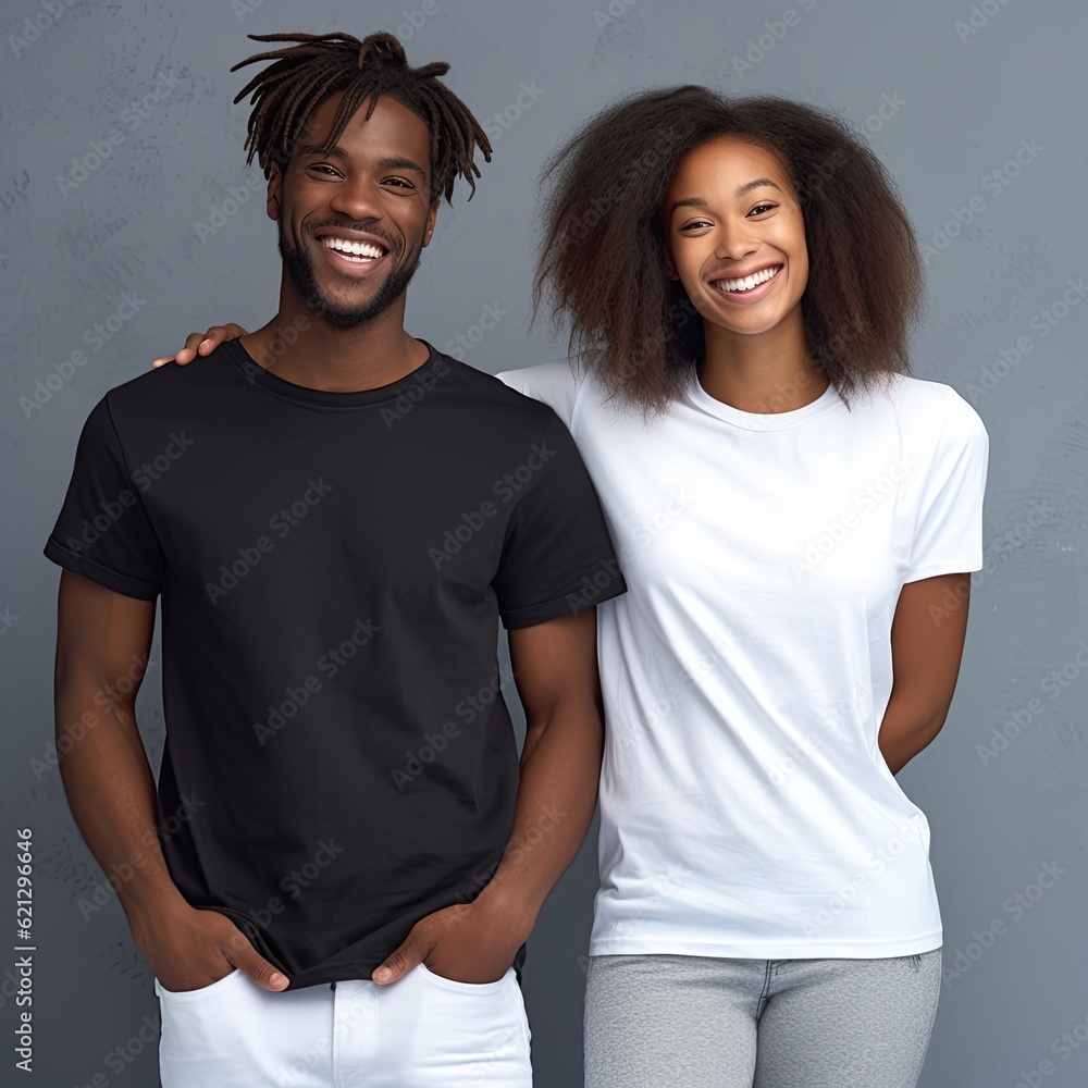 Illustration of a fashion portrait with plain t-shirt mockup, AI Generated Illustration of a fashion portrait with plain t-shirt mockup, AI Generated