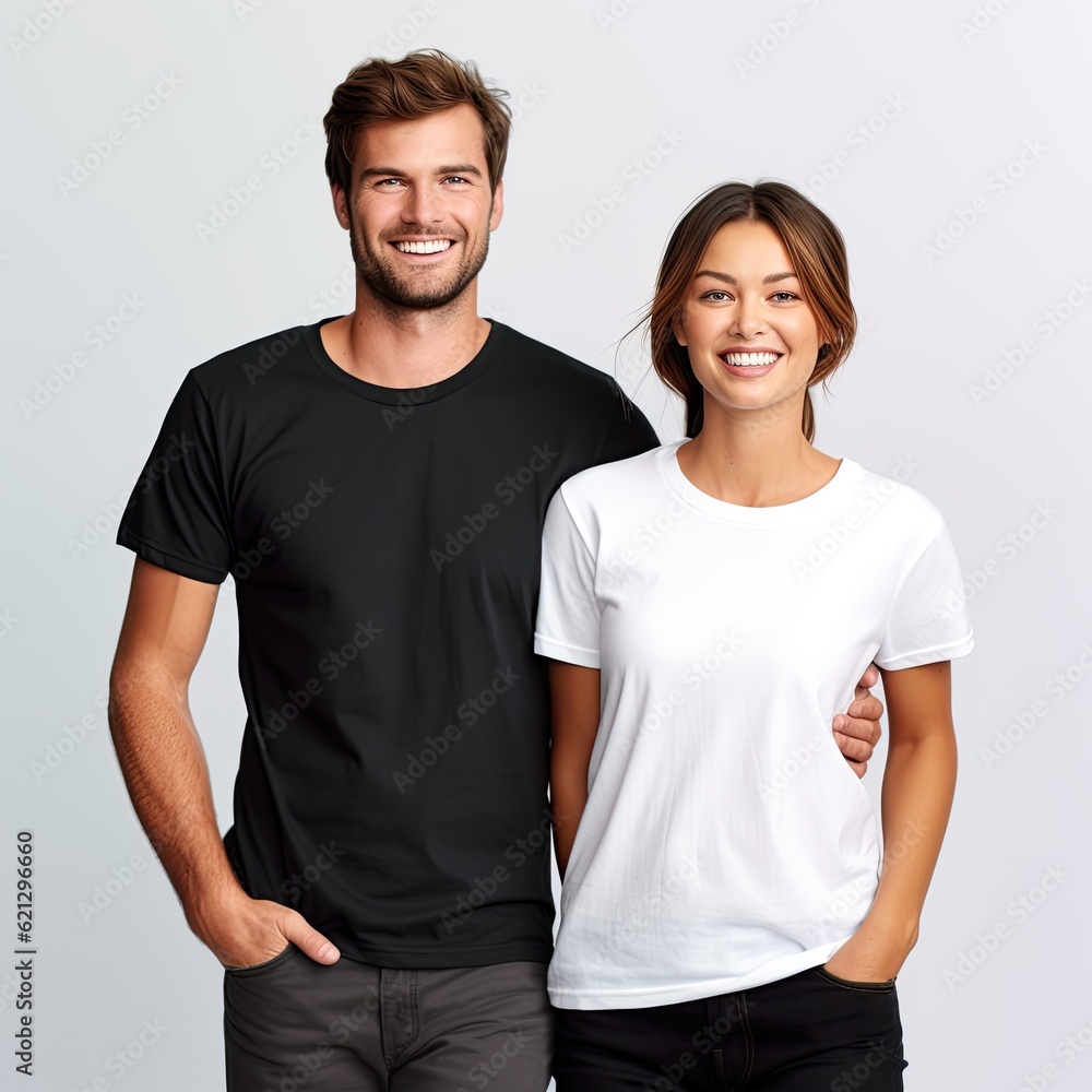 Illustration of a fashion portrait with plain t-shirt mockup, AI Generated Illustration of a fashion portrait with plain t-shirt mockup, AI Generated