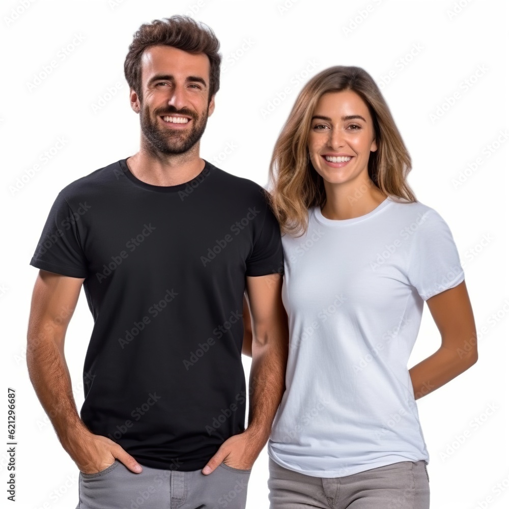 Illustration of a fashion portrait with plain t-shirt mockup, AI Generated Illustration of a fashion portrait with plain t-shirt mockup, AI Generated