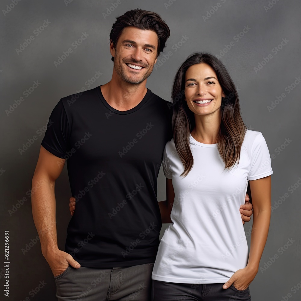 Illustration of a fashion portrait with plain t-shirt mockup, AI Generated Illustration of a fashion portrait with plain t-shirt mockup, AI Generated
