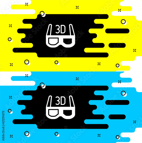 White 3D cinema glasses icon isolated on black background. Vector