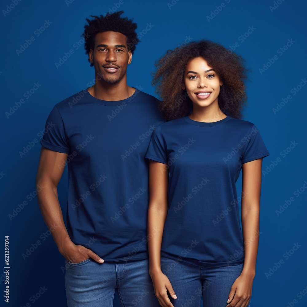 Illustration of a fashion portrait with plain t-shirt mockup, AI Generated Illustration of a fashion portrait with plain t-shirt mockup, AI Generated