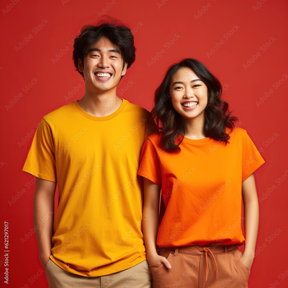 Illustration of a fashion portrait with plain t-shirt mockup, AI Generated Illustration of a fashion portrait with plain t-shirt mockup, AI Generated