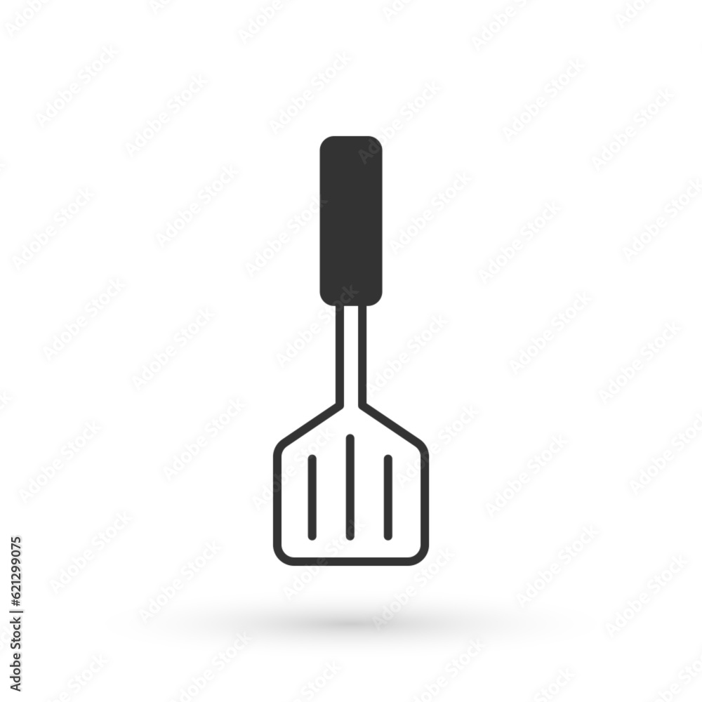 Fototapeta premium Grey Spatula icon isolated on white background. Kitchen spatula icon. BBQ spatula sign. Barbecue and grill tool. Vector