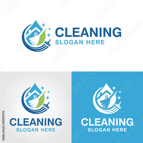 house residential commercial cleaning logo design vector icon symbol template