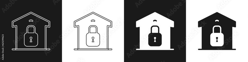 Set Closed warehouse icon isolated on black and white background. Vector Set Closed warehouse icon isolated on black and white background. Vector