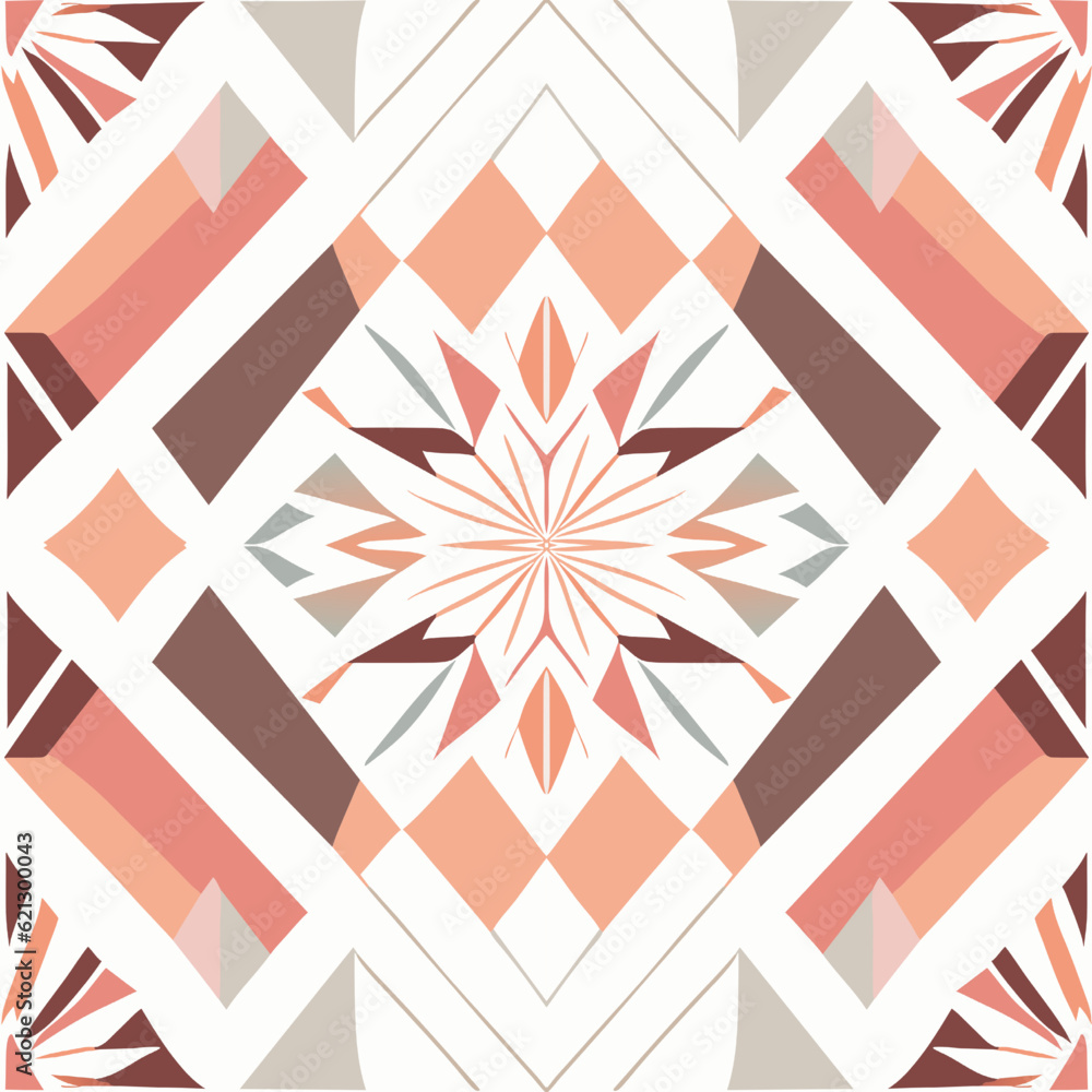 Seamless pattern with abstract geometric ornament. Colorful background.