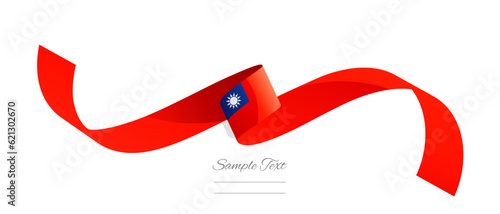 Taiwanese flag ribbon vector illustration. Taiwan flag ribbon on abstract isolated on white color background