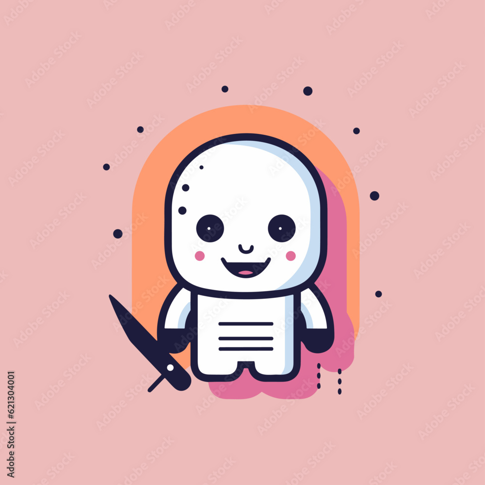 Whimsical White Cartoons Flat Icon, Halloween Flat Icon Whimsical White Cartoons Flat Icon, Halloween Flat Icon
