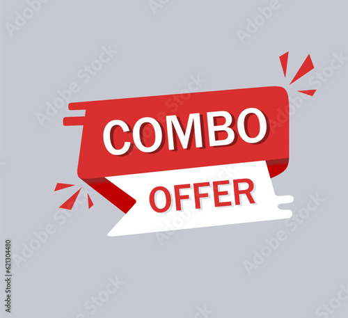 Combo offer. Labels for store badge. Vector banner, design template.