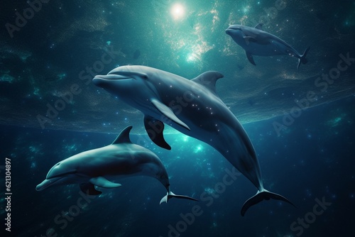 dolphins in space  Generative AI
