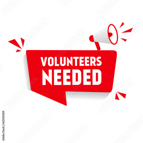 Megaphone with Volunteers needed banner icon design. flat style Vector
