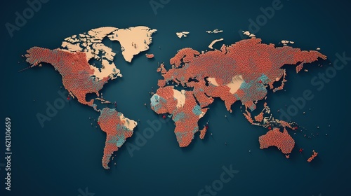 World population day illustrations generated from population composition maps.AI generated.