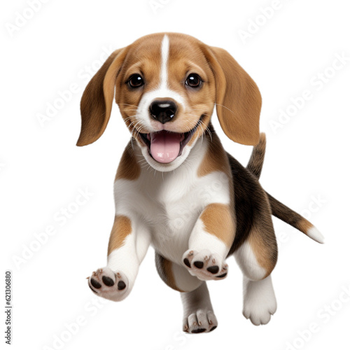 jump beagle dog isolated on white