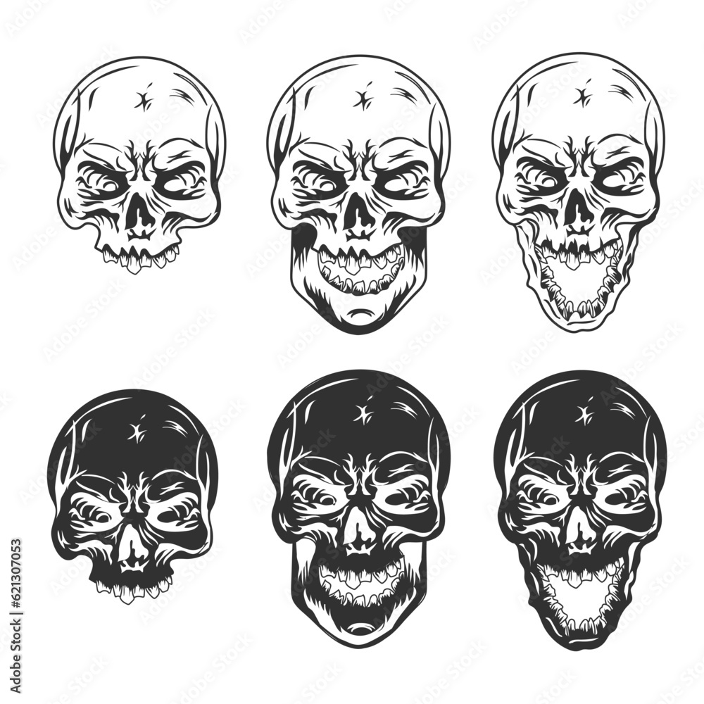 set of skulls