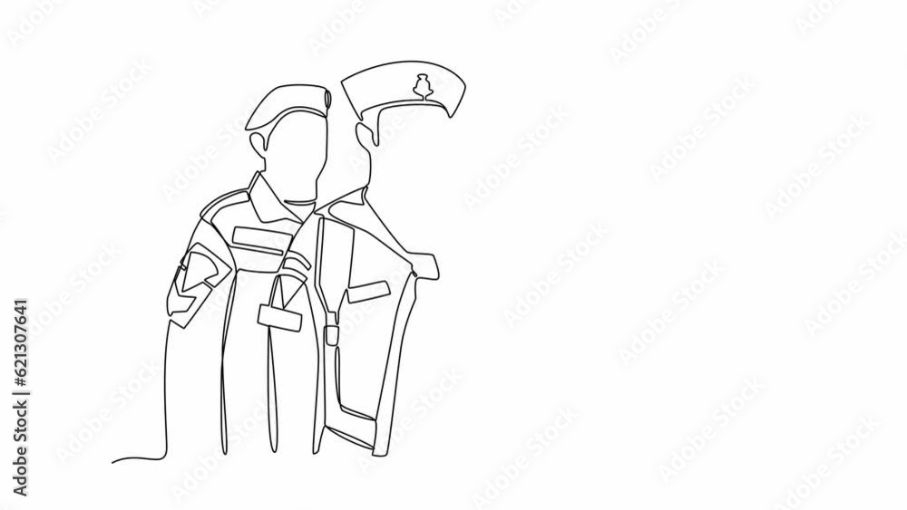 Self drawing animation of one single line draw Army, Air Force and Navy. Military concept. Full length animation illustration. High quality 4k footage. Self drawing animation of one single line draw Army, Air Force and Navy. Military concept. Full length animation illustration. High quality 4k footage.