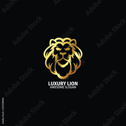 lion head with luxury color logo design line art
