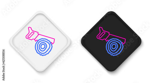 Line Hand saw and log icon isolated on white background. Colorful outline concept. Vector