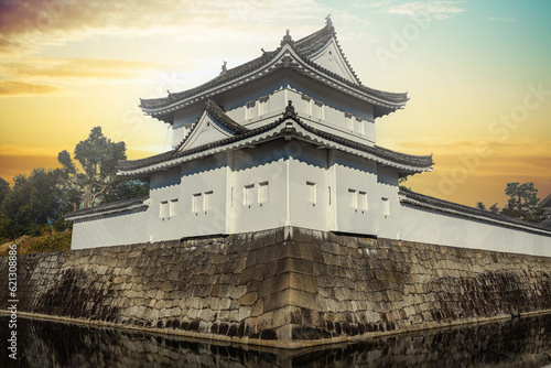 World Heritage Site: Nijo Castle (Nijo-jo), Kyoto, Japan. Built in 1603 and completed in 1626. Residence of the first Tokugawa Shogun Ieyasu.  This is one of the guard towers. photo