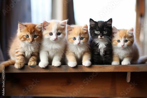 横一列に並んだ子猫 © rrice