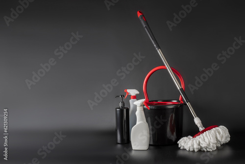 Obraz na płótnie Cleaning concept mop and bucket