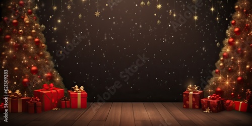 AI Generated. AI Generative. Xmas Christmas New Year holiday celebration traditional family winter time background decoration poster. Graphic Art Illustration photo