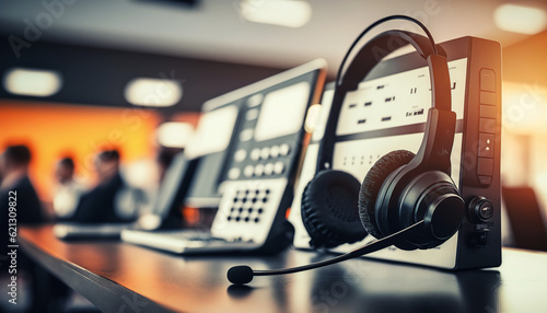 ai generated illustration VOIP headset for communication, it support and customer service help desk