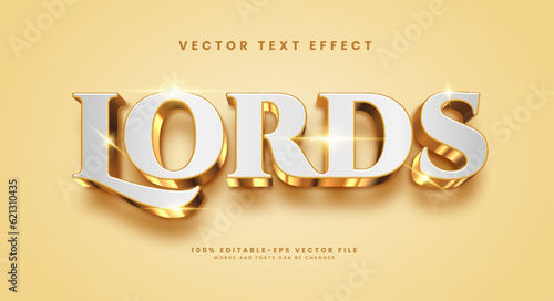 Lord golden editable vector text style effect. 3d minimalist text effect. photo