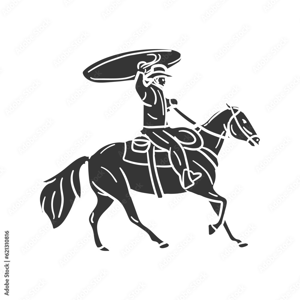 Cowboy Bool Visual Drawing Cowboy Bow Icon Silhouette Illustration. Western Vector Graphic ...