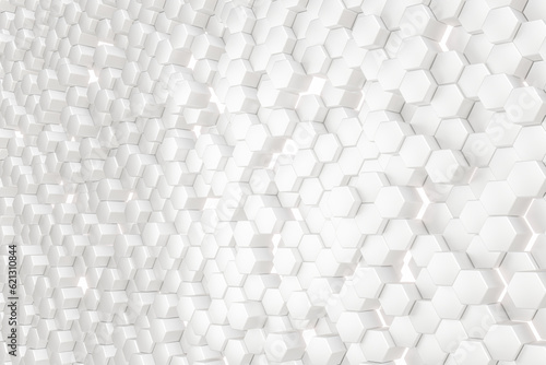 Abstract 3d white hexagon background. illustration 3d render geometric pattern minimalist technology background concept.