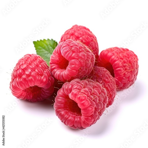 Raspberries isolated on white (generative AI)