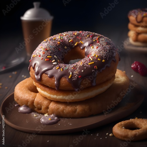 donuts with chocolate syrup and sprinkles- AI