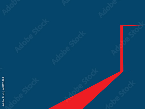background a slightly open door glows red on a blue background
