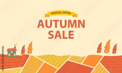 Small town with Autumn colors in plantation